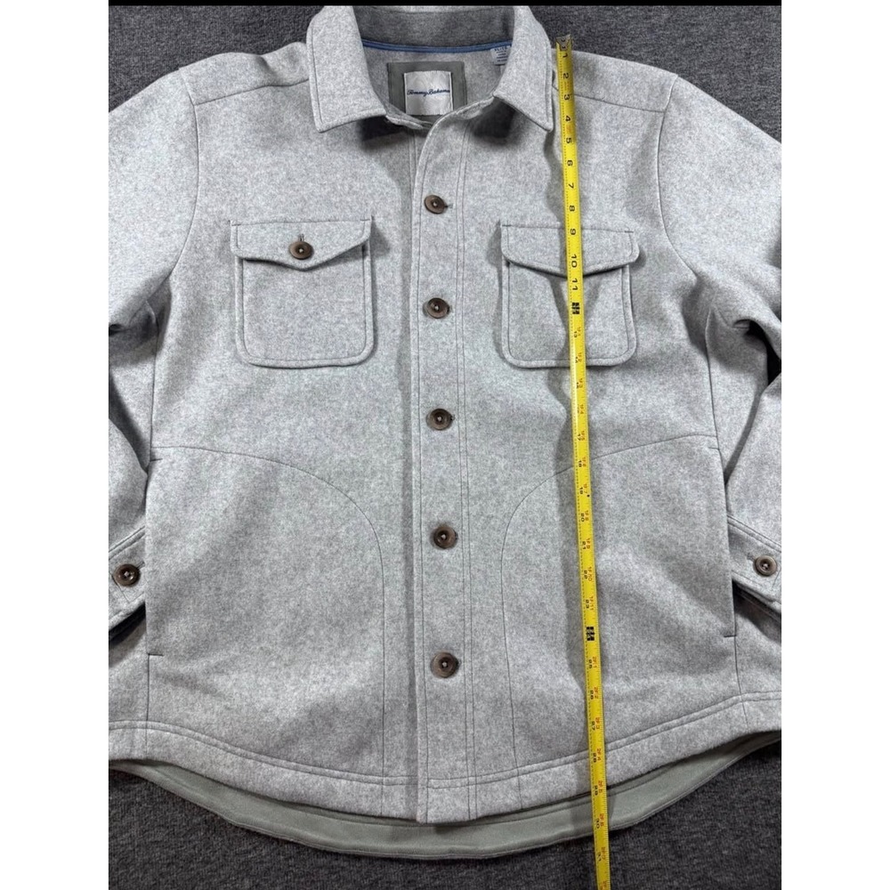 Tommy Bahama Mens XL Grey Fleece Button Front Shirt Jacket Shacket Heathered - Picture 9 of 10